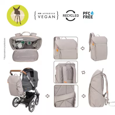 Lassig Green Label Plecak dla mam z akcesoriami Slender Up Backpack taupe beowy