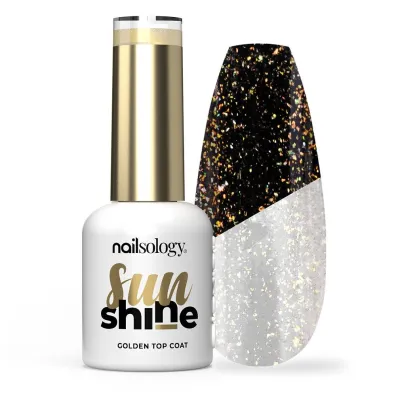 Nailsology Sun Shine Golden Top Coat brokatowy top hybrydowy Z�oty