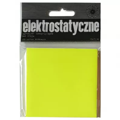 Ziemia Obiecana Karteczki elektrostatyczne samoprzylepne Neon ��te 75x75 mm 100 kartek
