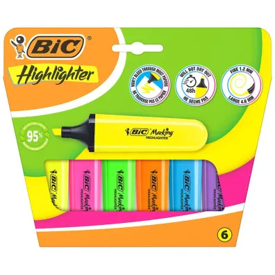 Zakre�lacz Flat Neon mix 6 szt BIC