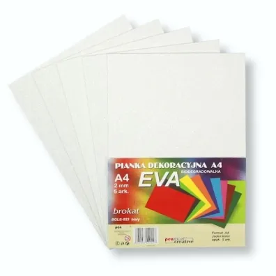 Penword Pianka brokatowa A4 Eva bia�a biodegradowalna 5 szt.