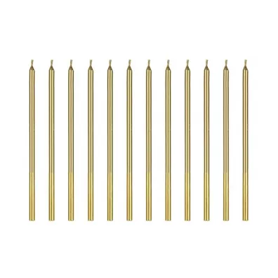 PartyDeco �wieczki urodzinowe g�adkie z�ote 14cm