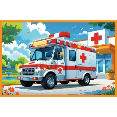 Puzzle 2x24 el. W�z stra�acki i karetka Trefl
