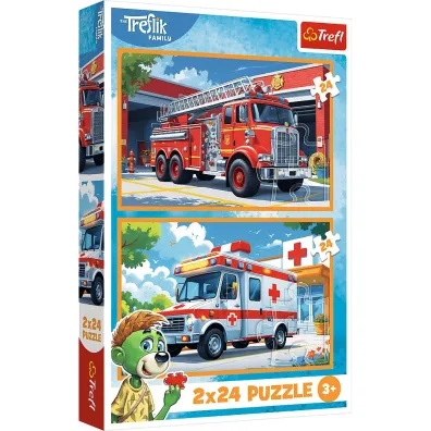 Puzzle 2x24 el. W�z stra�acki i karetka Trefl