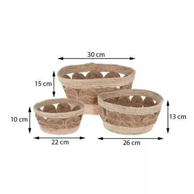 H&S Decoration Zestaw koszy jutowych wzr koa