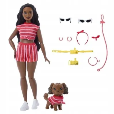 Barbie Jednakowa stylizacja Lalka i piesek - Paski Mattel