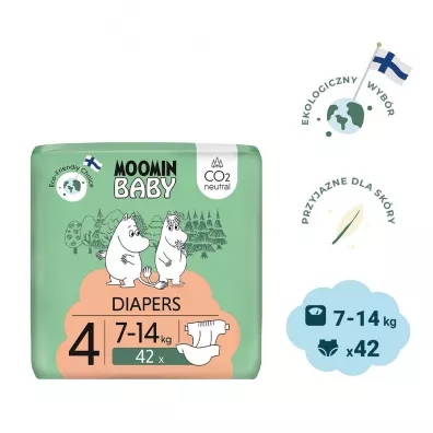 Muumi Baby Moomin Baby, Pieluszki 4 Maxi (7-14 kg), Eko 42 szt.