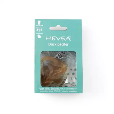 Hevea Symetryczny smoczek kauczukowy Kaczuszki bursztynowy, 3-36 m-cy