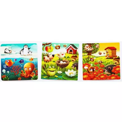 Puzzle 3w1 50 el. Puzzlika. �wiat zwierz�tek Cubika
