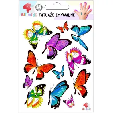 Tatua�e zmywalne dla dzieci Kolorowe motyle All4Kids
