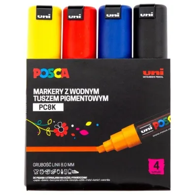 Uni Mitsubishi Pencil Markery plakatowe PC-8K 4 szt.