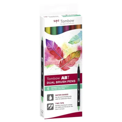 Tombow Flamastry Brush pen dwustronne 6 kolor�w