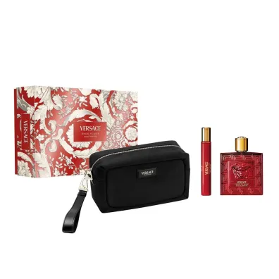 Versace Zestaw Eros Flame Woda perfumowana + Mini Woda perfumowana + Kosmetyczka 100 ml