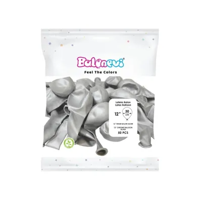 GoParty Balony lateksowe Chrome srebrne 25cm