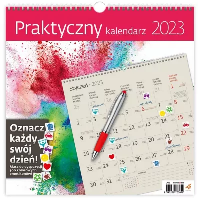 Kalendarz 2023 Praktyczny 30x30 z naklejkami