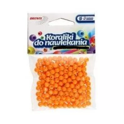 Brewis Koraliki do nawlekania + sznurek pomara�czowe 6mm, 16g