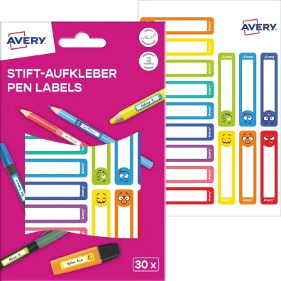 Avery Zweckform Naklejki na przybory do pisania; 50 x 10 mm , 30 naklejek.; kolorowe bu�ki, AVERY, RESMI30S