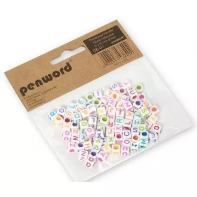 Penword Koraliki literki kolorowe 6x6mm 100 szt.