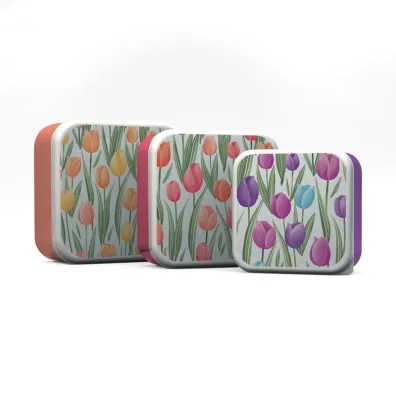 Puckator Pude�ko na lunch, zestaw 3 (S/M/L) - Tulipany