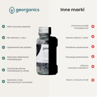 Georganics Naturalne tabletki do p�ukania jamy ustnej Activated Charcoal 180 szt.