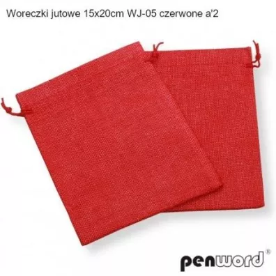 Penword Woreczki jutowe czerwone 20x15cm