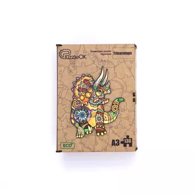 Puzzle drewniane eko 130 el. Triceratops A3 Maksik