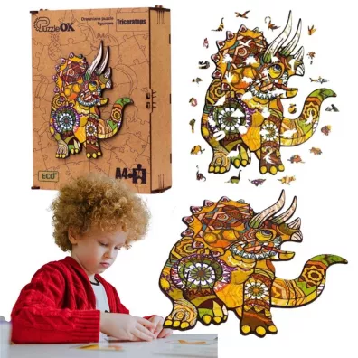 Puzzle drewniane eko 130 el. Triceratops A3 Maksik