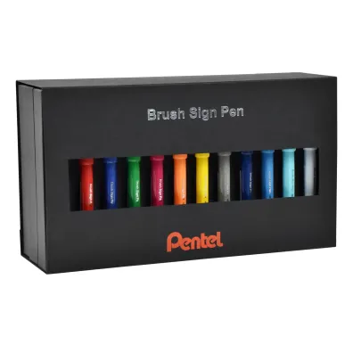 Pentel Zestaw pisak�w p�dzelkowych do kaligrafii i liternictwa Brush SES15C-ST36PL  36 sztuk