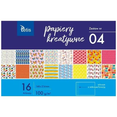 Tetis Papiery kreatywne A5 zestaw 4 16 kartek