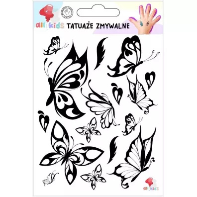 Tatua�e zmywalne dla dzieci Czarne motyle All4Kids