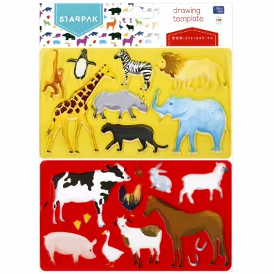 Starpak Plastikowy szablon rysunkowy - zwierz�ta 2 szt.