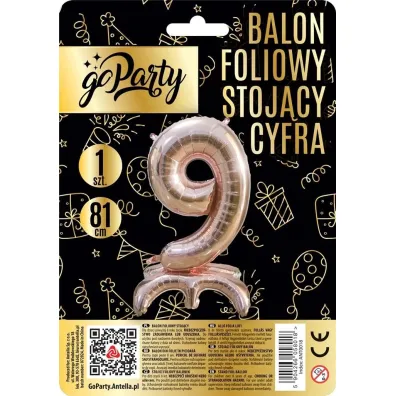 GoParty Balon foliowy stoj�cy 9 rose gold 81cm