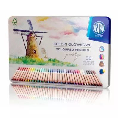 Astra Kredki o��wkowe drewno cedrowe metalowe pude�ko 36 szt.