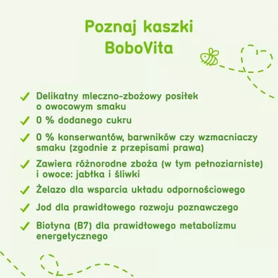 BoboVita Porcja Zb Kaszka mleczna 7 zb jabko-liwka po 8. miesicu 210 g