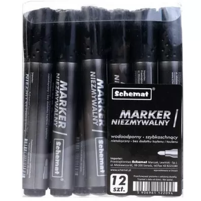 Schemat Marker permanentny okrgy czarny 12 szt.