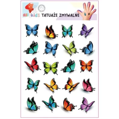 Tatua�e zmywalne dla dzieci Motyle All4Kids