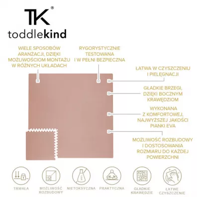 Toddlekind Mata do zabawy piankowa podogowa Classic Playmat Blush