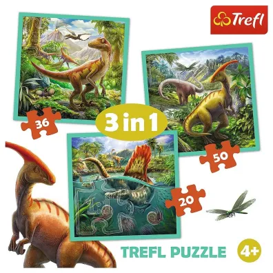 Puzzle 3w1 (20+36+50 el.) Niezwyky wiat dinozaurw Trefl