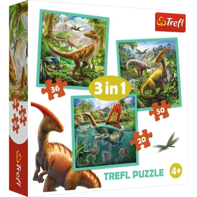 Puzzle 3w1 (20+36+50 el.) Niezwyky wiat dinozaurw Trefl