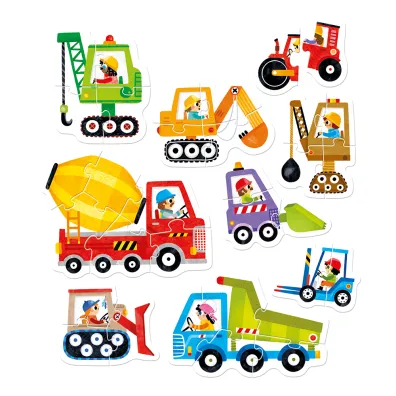 Puzzle progresywne 33 el. Pojazdy na budowie Bright Junior Media