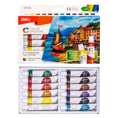 Deli Farby gwaszowe 12 kolor�w tuba 12ml