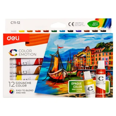 Deli Farby gwaszowe 12 kolor�w tuba 12ml