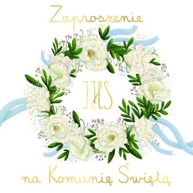 Henry Zaproszenie Komunia wianuszek 5 szt.