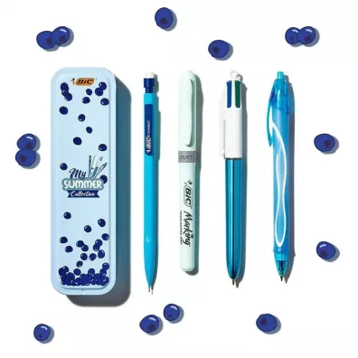 Bic Zestaw niebieski w metalowym pude�ku 4 el.