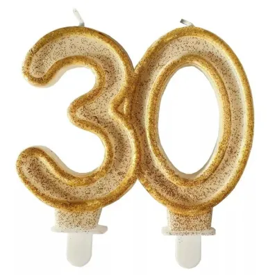 GoParty �wieczka urodzinowa 30 z�oty brokat