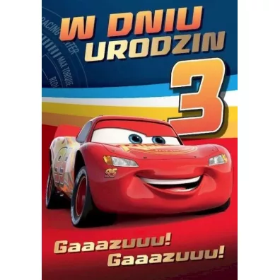 Kukartka Karnet B6 Urodziny 3 Auta DS-017