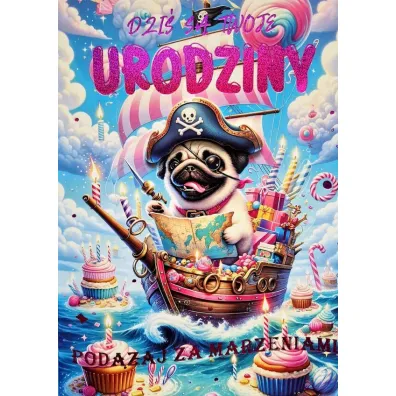 Yeku Karnet Urodzinki Mops 3K