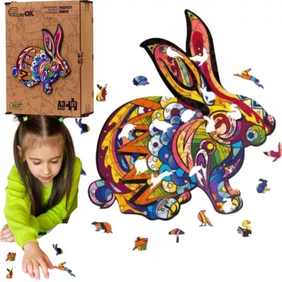Puzzle drewniane eko 121 el. Puszysty kr�lik A3 Maksik