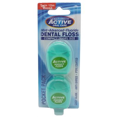 Active Oral Care Mint Dental Floss ni dentystyczna mitowa woskowana z fluorem 2 szt.