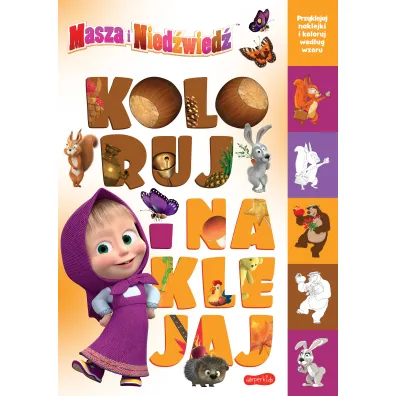 Masza i Nied�wied�. Koloruj i naklejaj
